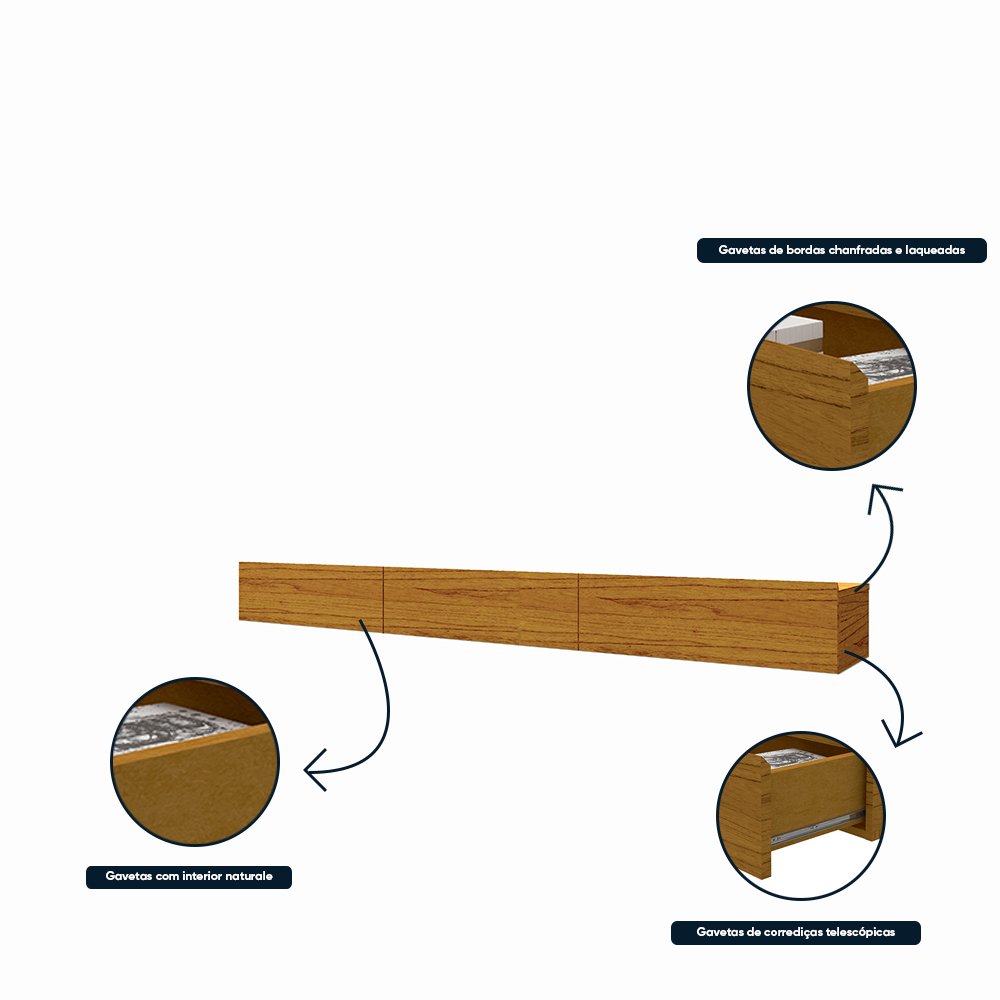 Nicho 3 Gavetas 202cm Nobre Gelius Móveis - 7
