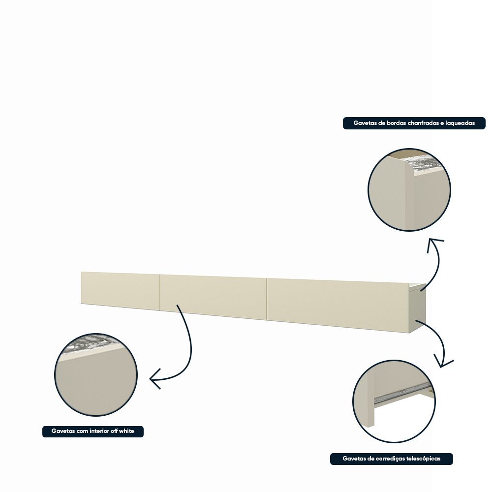 Nicho 3 Gavetas 202cm Nobre Gelius Móveis - 7