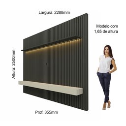 Painel para TV até 90 Polegadas Ripado com LED 3 Gavetas 230cm 100% MDF Nobre - 5