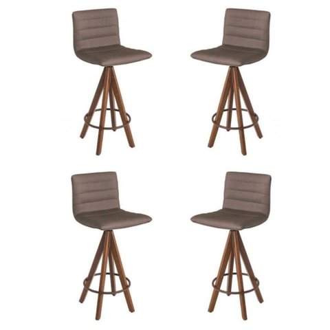4 Banquetas Giratórias Julia Gourmet-marrom Camurça(leve 2 Travesseiros)