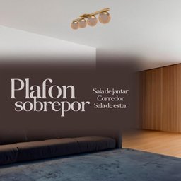 Lustre Sala de Jantar Plafon Sobrepor Jabuticaba Quadruplo - Dourado - Vidro Ambar - 3