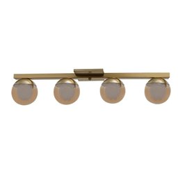 Lustre Sala de Jantar Plafon Sobrepor Jabuticaba Quadruplo - Dourado - Vidro Ambar - 7
