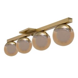 Lustre Sala de Jantar Plafon Sobrepor Jabuticaba Quadruplo - Dourado - Vidro Ambar - 6