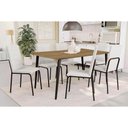 Ver imagem 1 de Conjunto: Mesa Sala Jantar Iguaçu C/ Tampo de Madeira 160cm e 6 Cadeiras Amsterdã Preto - Ano