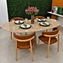Ver imagem 4 de Mesa de Jantar Orgânica Cora 140x90cm Base Dupla - Mármore Travertino