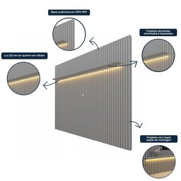 Painel para TV até 90 Polegadas Ripado com LED 230cm 100% MDF Nobre - 7