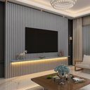 Ver imagem 3 de Painel para TV até 90 Polegadas 100% MDF Ripado com LED Cinza 250x230cm Requinte