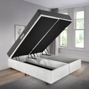 Ver imagem 3 de Cama Baú Casal 138x188 Bipartido Courino Linho Branco com Dual Firm Espuma Ecoflex
