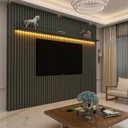 Ver imagem 1 de Painel Ripado para TV até 90 Polegadas 100% MDF com LED 230CMX250CM Nobre Cinza