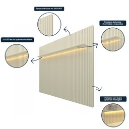 Painel para TV até 90 Polegadas Ripado com LED 230cm 100% MDF Nobre - 11