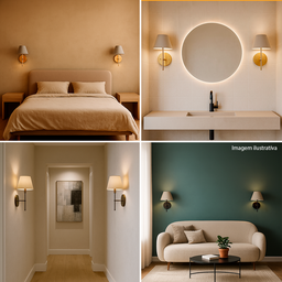 Kit 2 Arandelas Parede Clássica com Cúpula Algodão - Casa Corredor, Quarto, Sala, Cabeceira de Cama - 2
