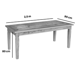 Mesa de Jantar 2,5 M Madeira de Demolição - Natural Móveis Brasil - 2
