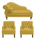 Ver imagem 1 de Divã Larissa 150 cm e 2 Poltronas Genesis Suede Amarelo