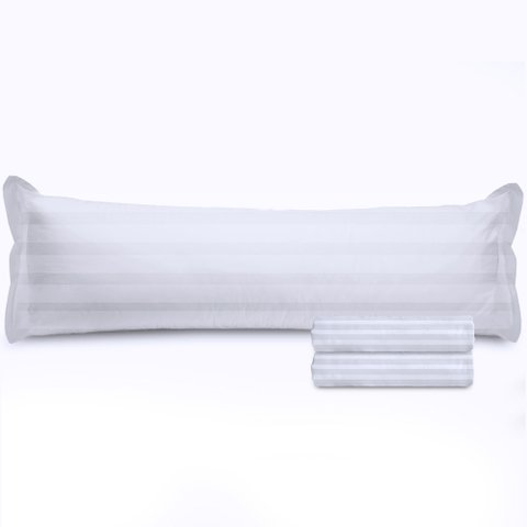 Kit 2 Fronhas Travesseiro de Corpo Percal 300 Fios 100% Algodão 50x130cm Bf Colchões