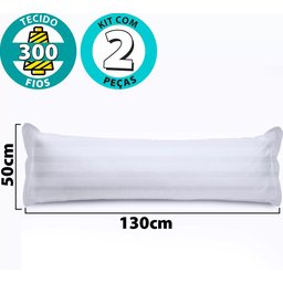 Kit 2 Fronhas Travesseiro de Corpo Percal 300 Fios 100% Algodão 50x130cm Bf Colchões - 3