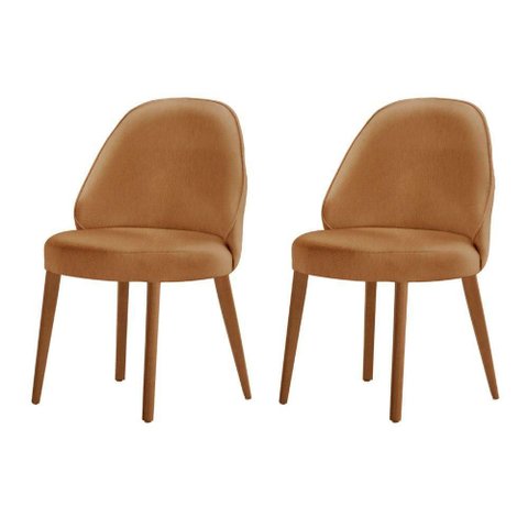 Conjunto Suíça com 2 Cadeiras Madeira Moderna Mobília Star Caramelo / Imbuia Nat.