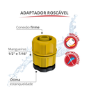 Ver imagem 3 de Kit Esguicho Roscável Com Adaptador Roscável 1/2'' e 7/16'' Cor Amarelo  Durín