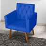 Poltrona Para sala de Estar Bianca Capitonê Corino Azul - Móveis Mafer - 3