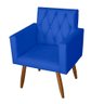Poltrona Para sala de Estar Bianca Capitonê Corino Azul - Móveis Mafer - 1
