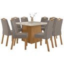 Ver imagem 2 de Conjunto Sala de Jantar 8 Lugares Quadrada Tampo Vidro/MDF Mesa Nevada e Cadeiras Vênus