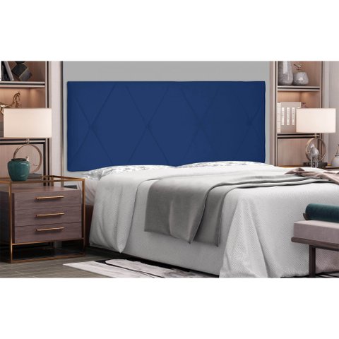 Painel Aquilla Cama Box Queen 160cm Suede - SSX Multicoisas - Azul Marinho