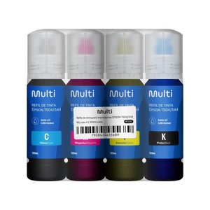 Refil de Tinta Multilaser - Compatível com Epson T504/544 - Kit com 4 Cores - Rf032