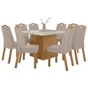 Ver imagem 2 de Conjunto Sala de Jantar 8 Lugares Quadrada Tampo Vidro/MDF Mesa Nevada e Cadeiras Vênus