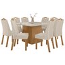 Conjunto Sala de Jantar 8 Lugares Quadrada Tampo Vidro/MDF Mesa Nevada e Cadeiras Vênus - 2