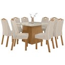 Ver imagem 2 de Conjunto Sala de Jantar 8 Lugares Quadrada Tampo Vidro/MDF Mesa Nevada e Cadeiras Vênus