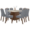 Ver imagem 2 de Conjunto Mesa Nevada 130cm Tampo MDF/Vidro 8 Cadeiras Vênus Móveis Lopas