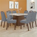 Ver imagem 1 de Conjunto Mesa Nevada 130cm Tampo MDF/Vidro 8 Cadeiras Vênus Móveis Lopas