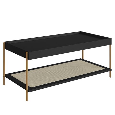 Mesa de Centro para Sala Pé Metal Arlo A10 Nero/dourado - Mpozenato