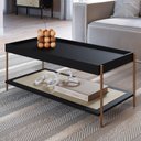 Ver imagem 2 de Mesa de Centro para Sala Pé Metal Arlo A10 Nero/dourado - Mpozenato