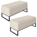 Ver imagem 1 de Kit 02 Puffs Decorativo Para Sala de Estar Cléo W01 Base de Ferro 90 cm Linho Cru - Lyam Decor