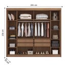 Ver imagem 3 de Guarda Roupa Casal Belmonte com Espelho e Gaveteiro Milão com Chave Cumaru 25 Fendi - Novo