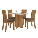 Ver imagem 2 de Conjunto Sala de Jantar 4 Lugares Quadrada Tampo MDF Mesa Celebrare e Cadeiras Athenas Marrom Amêndoa Clean/Off White/Suede Animale Bege