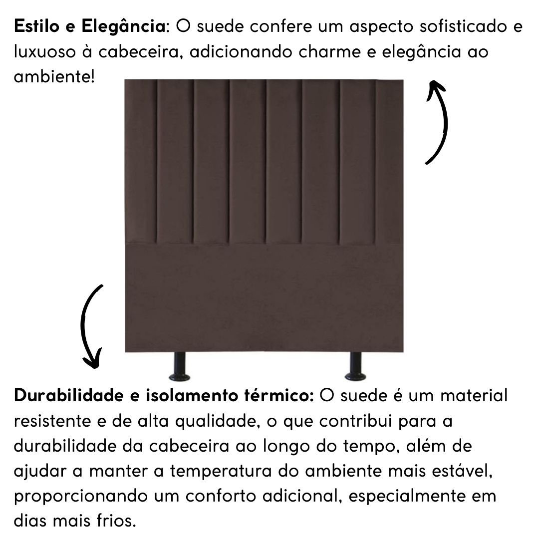 Cabeceira Estofada Cama Box Solteiro 90 Cm Alice Suede:marrom - 5