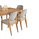 Ver imagem 5 de Sala de Jantar Mesa 1.60 com 6 Cadeiras Madeira Maçica Luxo - Amêndoa - Tecido Bouclé - Refinatto