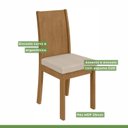 Ver mais imagens de Conjunto Sala de Jantar 4 Lugares Quadrada Tampo MDF Mesa Celebrare e Cadeiras Athenas Marrom Amêndoa Clean/Off White/Linho Rinzai Bege