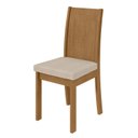 Ver imagem 4 de Conjunto Sala de Jantar 4 Lugares Quadrada Tampo MDF Mesa Celebrare e Cadeiras Athenas Marrom Amêndoa Clean/Off White/Linho Rinzai Bege