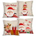 Ver imagem 1 de Kit com 4 Capas para Almofadas Natalinas Noel Boneco de Neve em Ação