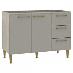 Balcão de Cozinha Amichi 2 Portas 3 Gavetas Legno/cinza Bp380 - Fellicci - 1