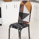 Ver imagem 3 de Kit 4 Capas Encosto de Cadeira de Aço Tubular Cozinha Malha Gel Estampa 22 Geométrico Amarelo