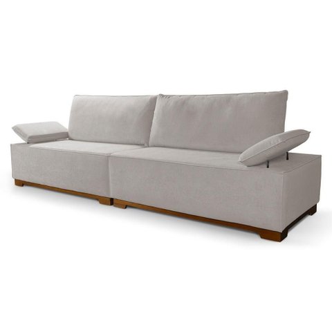 Sofá Living Braço Articulado Deluxe 2,50m Bouclê Off White