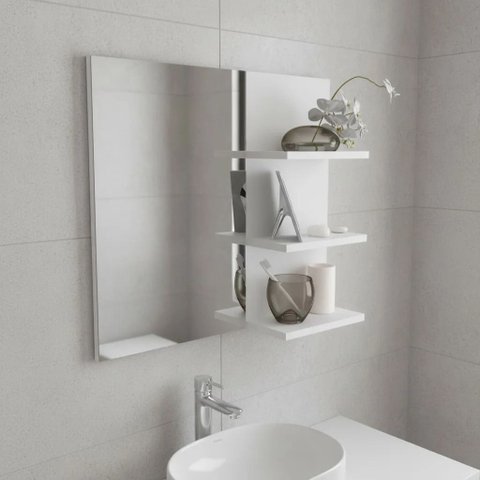 Armário Espelheira para Banheiro Suspenso com 3 Prateleiras 60cm Tecnomóbili - Branco