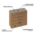 Ver imagem 3 de Cômoda Porta Joia Tampo Vidro 5 Gavetas Corrediças Telescopicas Lume Amendola Demartez