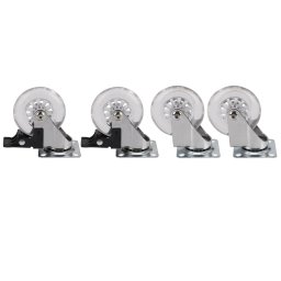 Rodizio Gel Transparente 75mm Standers com e sem Freio Chapa Giratória - Kit C/4 - 2