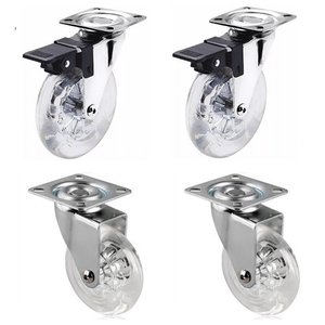 Rodizio Gel Transparente 75mm Standers com e sem Freio Chapa Giratória - Kit C/4