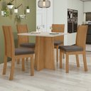 Ver imagem 1 de Conjunto Sala de Jantar 4 Lugares Quadrada Tampo Vidro/MDF Mesa Celebrare e Cadeiras Athenas