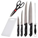 Ver imagem 1 de Jogo de Facas Faqueiro 7 Peças Aço Inox Churrasco Cozinha com Tábua